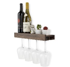 Wallniture Brix Stemware Wine Glass Rack Under Cabinet Storage