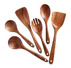 Long Handle Wooden Tasting Spoons -12 inch - Set/6- Chef Tasting/Stirring  Spoons