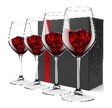 Italian Red Wine Glasses - 18 Ounce - Lead Free - Wine Glass Set of 4, Clear
