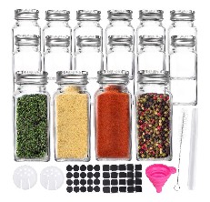 ComSaf Glass Spice Jars with Bamboo Lids, Clear Containers, 4 oz