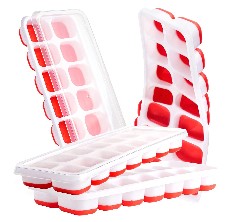 Kootek 4 Set Silicone Ice Cube Trays with Lids BPA Free Large Square