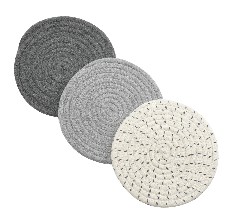 DII Gray Quilted Potholder (Set of 3) - Heat Resistant Cloth Pot