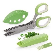 Herb scissors - Herb cutter scisoors with 5 blades and cover - 2023 Updated  Sharp Multi-Blade Stainless Steel Herb cutting Shears for Kitchen; Kale