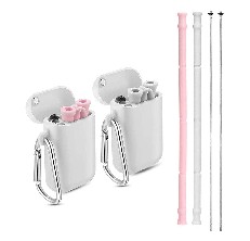 Dakoufish Plastic Straw Carrying Case,3Packs Reusable Collapsible Boxes for 9-13 inch Straight Drinking Straws Storage Perfect for Travel, Gifts.