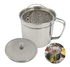 Bacon Grease Container with Fine Mesh Strainer,Small Oil Pot with