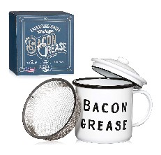 Stoneware Grease Canister with Strainer for Bacon Fat Drippings, Hot Oil -  Green 
