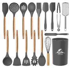 Silicone Cooking Utensil Set,Umite Chef Kitchen Utensils 15pcs Cooking  Utensils Set Non-stick Heat Resistan BPA-Free Silicone Stainless Steel  Handle