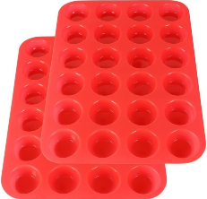 Foodies Haven Silicone Mini Muffin Pans for Baking 24-Cup Nonstick Mini Cupcake Molds for Egg Bites, Muffins and More