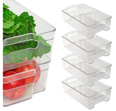 Simply Gourmet 6-Piece Clear Fridge & Freezer Organizer Bins with Labels