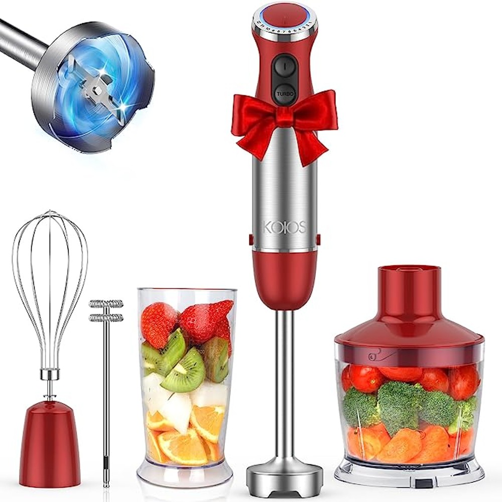 Powerful Immersion Blender; Electric Hand Blender 500 Watt with Turbo Mode;  Detachable Base. Handheld Kitchen Blender Stick for Soup; Smoothie; Puree;