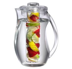HIWARE Stainless Steel Lid Glass Pitcher, 64-Ounce