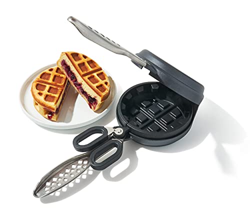 Chefman Belgian Stuffed Waffle Maker, 5 Diameter Non-Stick Plate, Locking Lid, Stainless Steel