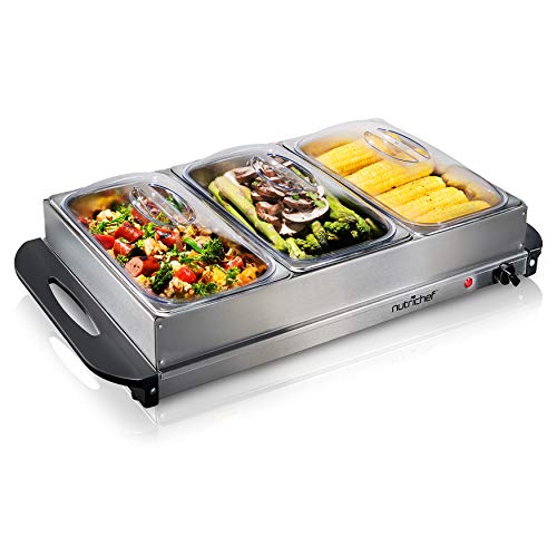  Proctor Silex Buffet Server & Food Warmer, Adjustable Heat, for  Parties, Holidays and Entertaining, Three 2.5 Quart Oven-Safe Chafing Dish  Set, Stainless Steel: Home & Kitchen