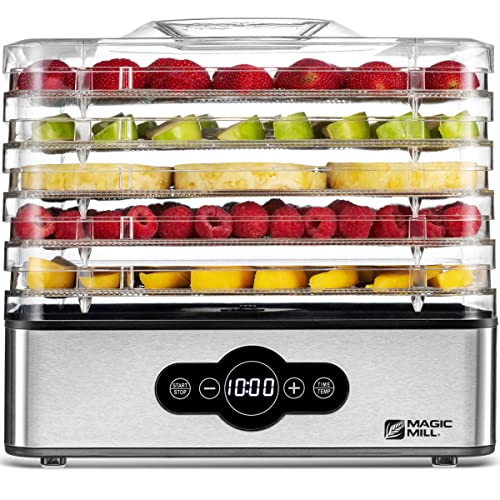 Fruit dryer, Stainless Steel Food Dehydrator with Large Capacity  Intelligent Temperature and Time Control with Powerful Drying Capacity for  Fruits