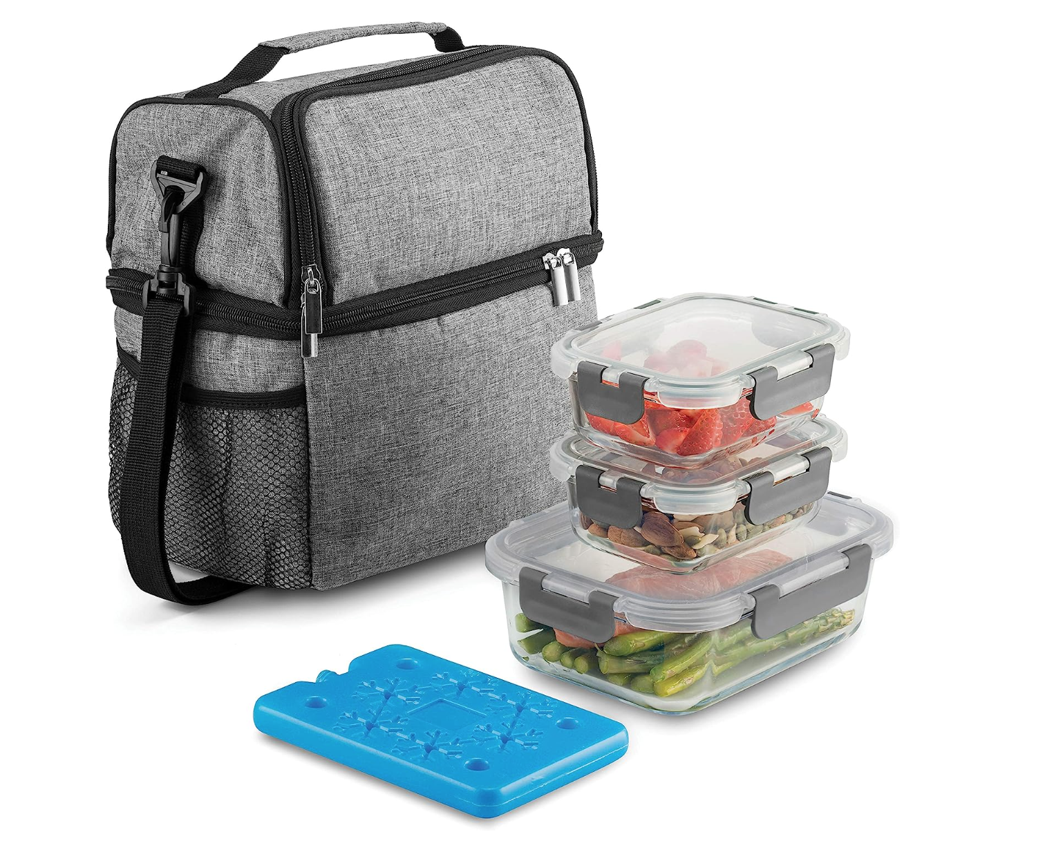 Lunch Box With Divider And Cutlery, Dust-proof Compartment