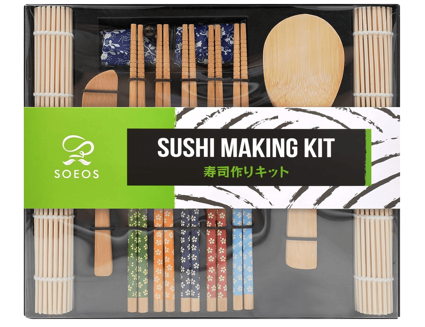 Bamboo Sushi Making Kit with 2 Sushi Rolling Mats, 5 Pairs of