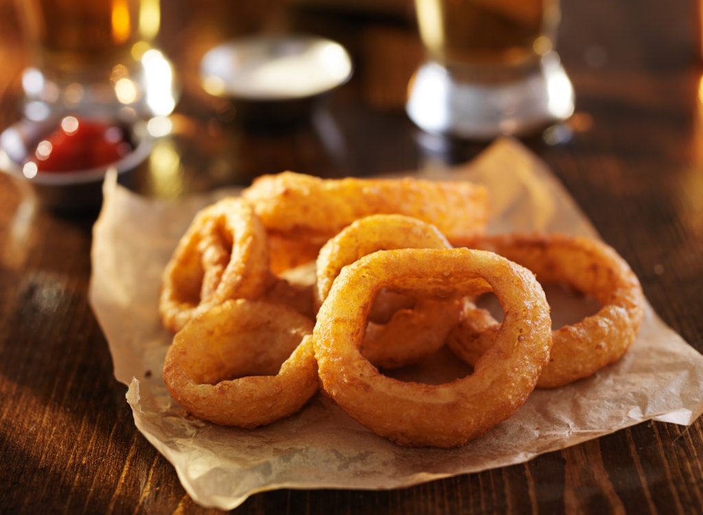 Plate of beer battered onion rings