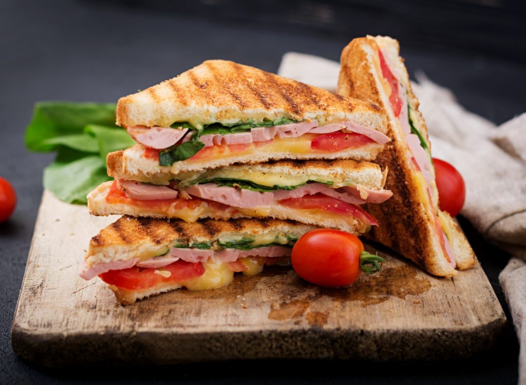 Panini sandwich and tomatoes