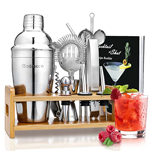 Godmorn Cocktail Shaker Set Bartender Kit With Stand
